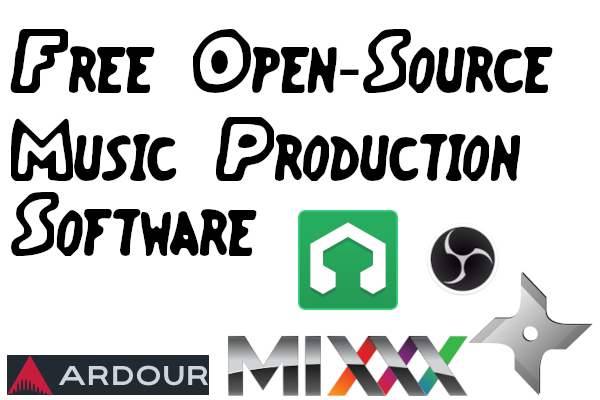 Free Open-Source Music Production Software Free Open-Source music production software logos