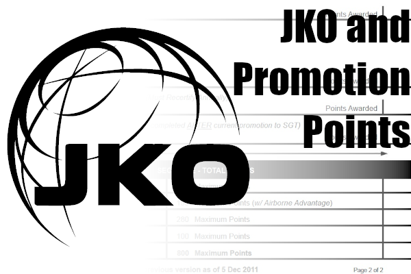 Joint Knowledge Online (JKO) Joint Knowledge Online (JKO) logo and promotion point worksheet (PPW)