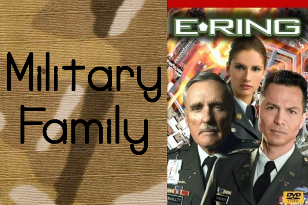 Military Family 'Military Family' text on Multicam pattern and E-Ring TV Series DVD set cover