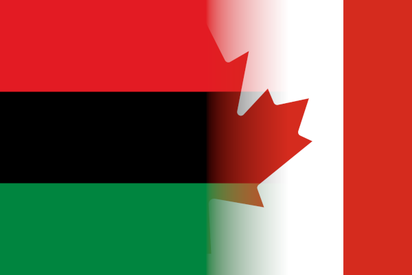 Pan-African and Canadian Flag Pan-African flag fading into Canadian flag