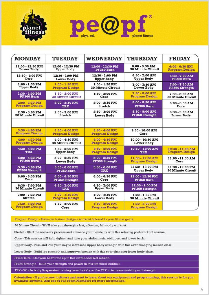 Old Planet Fitness Trainer Schedule Old example of a Planet Fitness trainer schedule