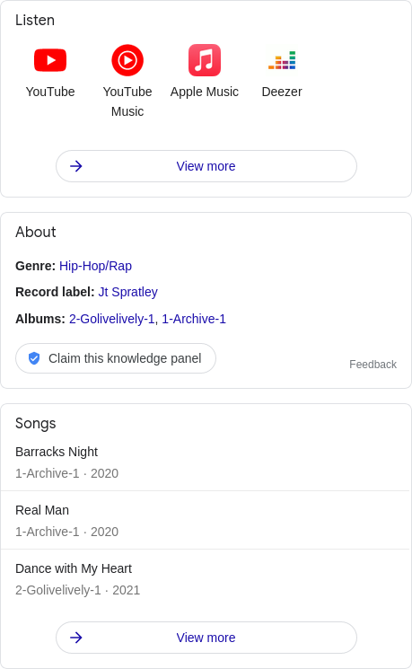 Google Knowledge Panel Jt Spratley knowledge panel