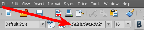 screenshot of Libre Office toolbar with missing font
