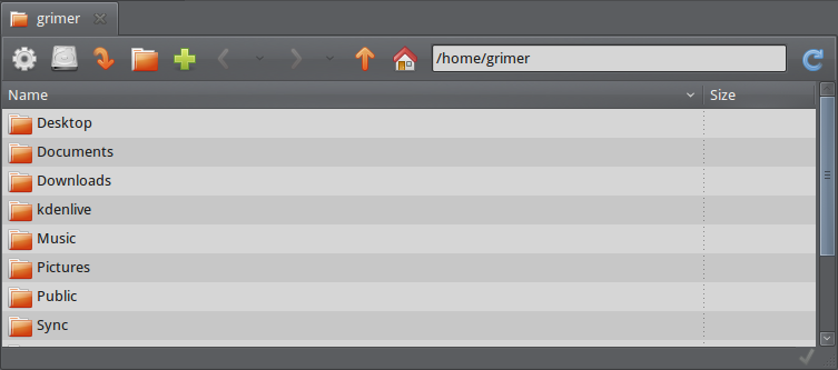 screenshot of /home/user folder in Space FM file manager