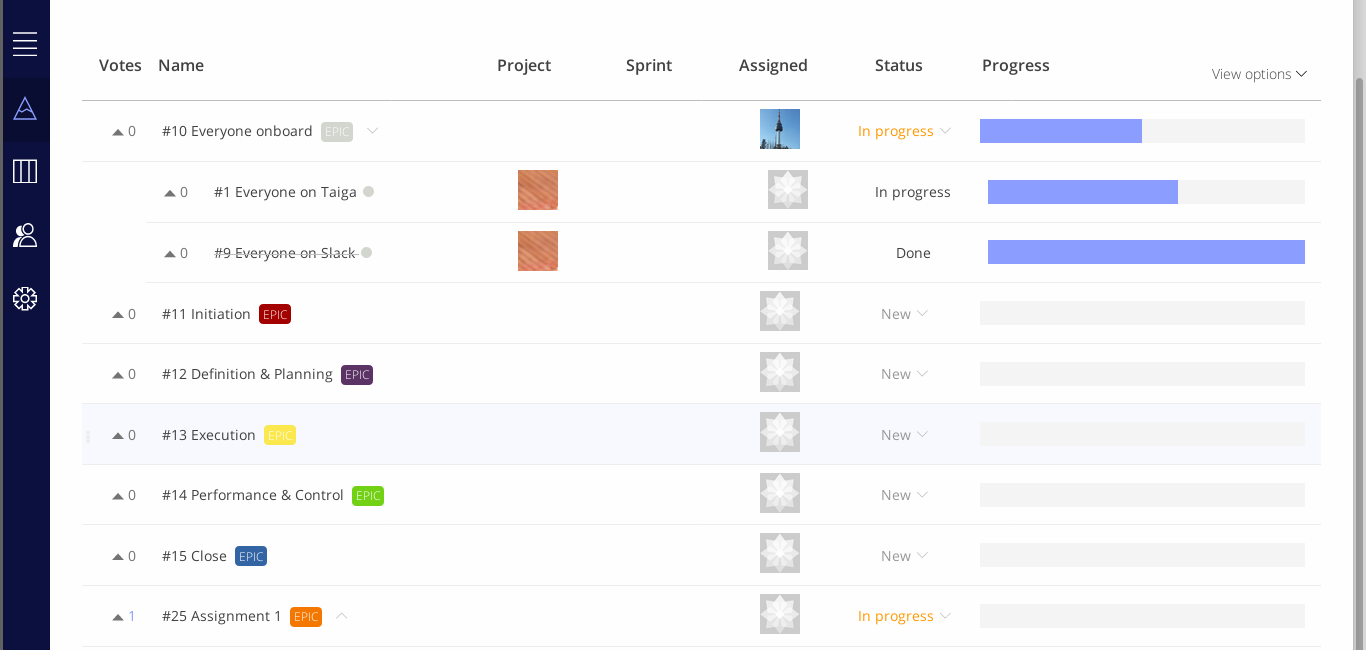 Taiga screenshot Taiga.io Epic screenshot