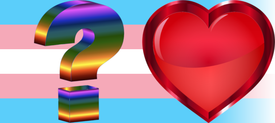 Trans Dating Transgender flag, question, and heart