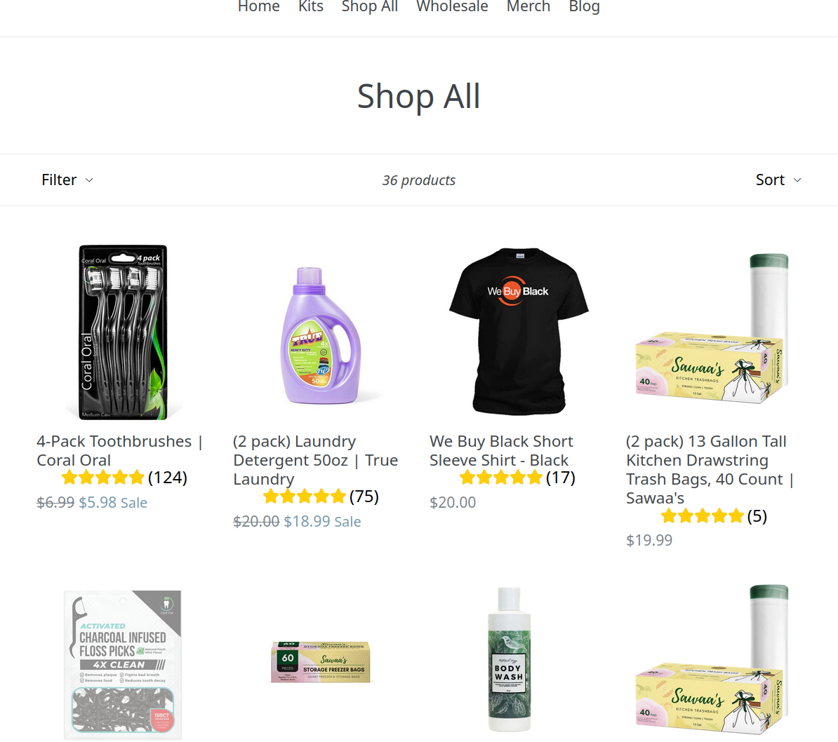 WeBuyBlack Product Listing Website product count and listing