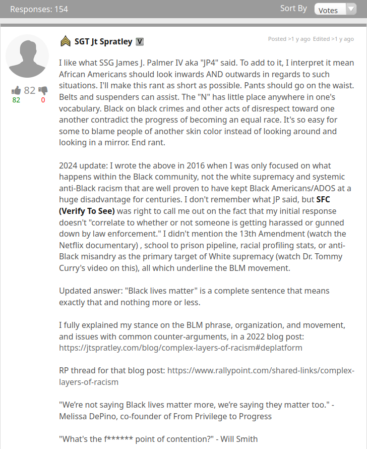 RallyPoint BLM Response Jt's thoughts on BLM in 2024.