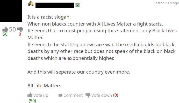 BLM is Racist? RallyPoint member claims that 'Black Lives Matter' is a racist slogan.