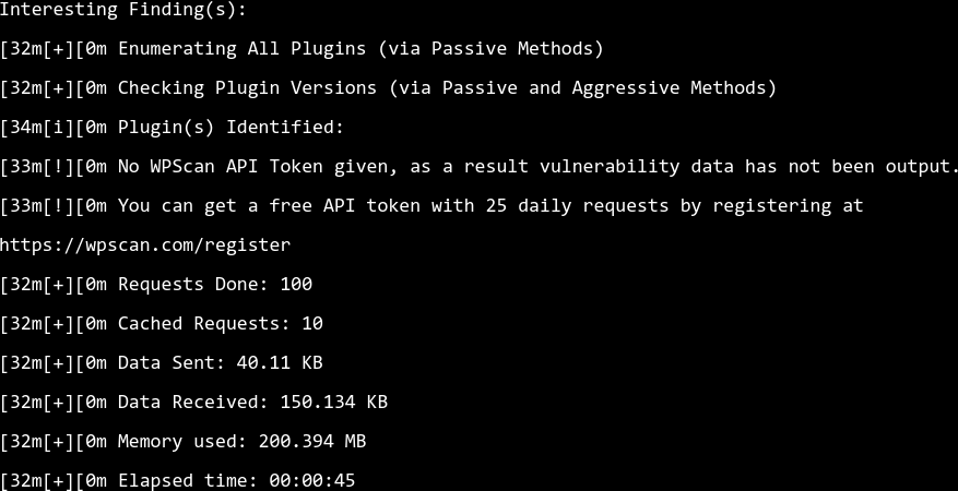 WPScan results WPScan results
