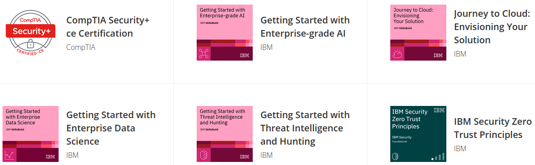 Six Credly badges related to digital marketing